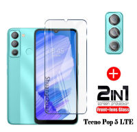 ฟิล์มกระจกเทมเปอร์ปกป้องหน้าจอ Tecno Pop 5 LTE + 2in1ฟิล์มบางเลนส์กล้องถ่ายรูป