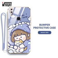 เคส VRQR สำหรับ Vivo V11 Pro Y85 V9 Youth Y97 V11i 1804 1814 1726 1727 1806 นิ้วเคสโทรศัพท์แฟชั่นเรียบง่ายลายการ์ตูนน่ารักเคสป้องกันซิลิโคน