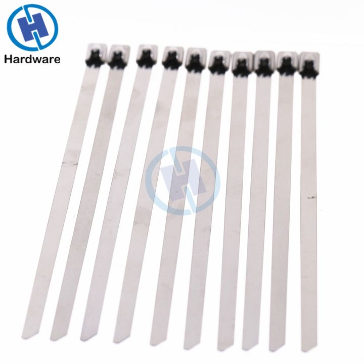 10pcs-stainless-steel-metal-cable-ties-tie-zip-wrap-exhaust-heat-straps-induction-pipe