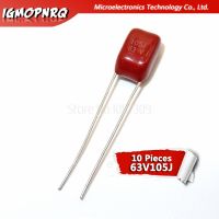 10PCS 63V105J  1UF Pitch 5MM 63V 105 1000nf igmopnrq CBB Polypropylene film capacitor new Electrical Circuitry Parts