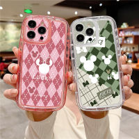 เคสรองรับการกระแทกลายมิกกี้มินนี่ประดับเพชรคู่สำหรับ iPhone 14 Pro Max 13 12 11 XR 8 7 SE2ฝาครอบกันกระแทกกันตก