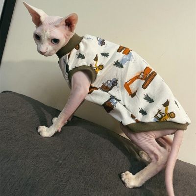 เสื้อสเวตเตอร์ลายแมว Sphynx แฟชั่นเสื้อผ้าแมวไม่มีขนเสื้อคลุมผ้าฝ้าย Comfort สำหรับ Devon Rex Cat วัสดุนิ่มเสื้อกั๊กสำหรับเสื้อนอก Sp