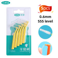 (0.6mm)Cofoe 5pcs Interdental Brush Orthodontic Floss Sticks for Brace Braces With Case Toothpick Brushes Oral Hygiene Dental Cleaner L type Flossing