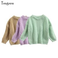 Tregren Toddler Baby Girls Boys Casual Sweaters Winter Warm Long Sleeve Round Neck Candy Color Knit Pullovers Knitted Tops