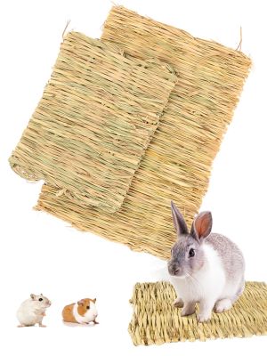 พรมหญ้าเทียมกระต่ายกระต่ายฟางธรรมชาติแผ่นรอง Hay ผ้าทอรูปสัตว์ขนาดเล็กเสื่อปูที่นอนสำหรับหนูตะเภาหนูแฮมสเตอร์ชินชิล่า
