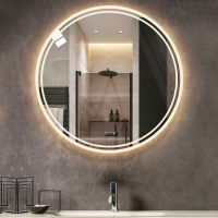 LUVODI กระจกห้องน้ำ ติดผนัง LED กระจก ผนัง 800 x 800mm Illuminated Bathroom Wall Mirror Touch Button Control 3 Colors Dimmable Led Lights Backlight Light Strip with Plug กระจกห้องน้ำ