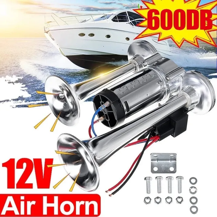 600DB 12V Dual Trumpet Car Air Horn with Compressor Kit for Vehicles