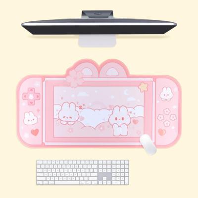 Large Kawaii Gaming Mouse Pad Cute Cartoon Rabbit Ears Pink Desk Mat Water Proof Nonslip Laptop Desk Accessories