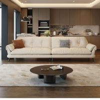 new simple cream sofa Italian light luxury small apartment first-floor cowhide leather sofa