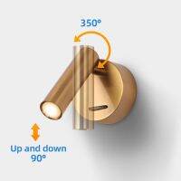 ไฟสปอตไลท์ติดผนัง3W แบบหมุนได้350องศาสปอตไลท์โรงแรมสำหรับข้างเตียงนอนการอ่านการศึกษาเชิงเทียนโคมไฟและสวิตช์ Y-1