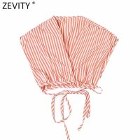 Zevity New Women Sexy Deep V Neck Stripe Print Short Blouse Female Hem Lace Up Bandage Kimono Shirt Chic Blusas Crop Tops LS9283