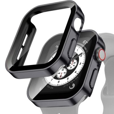 เคสกระจกสำหรับนาฬิกา Apple รุ่น7 8 Se 6 5 4,อุปกรณ์เสริมสำหรับนาฬิกาขนาด45มม. 41มม. 44มม. 40มม.