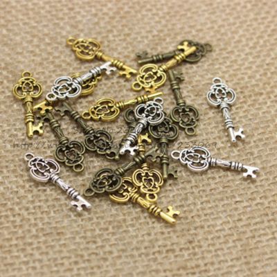 100Pcs/Lot 9x26mm Three Color Vintage Metal Keys Jewelry Charms Jewelry Pendant Fit Jewelry Making Pendants