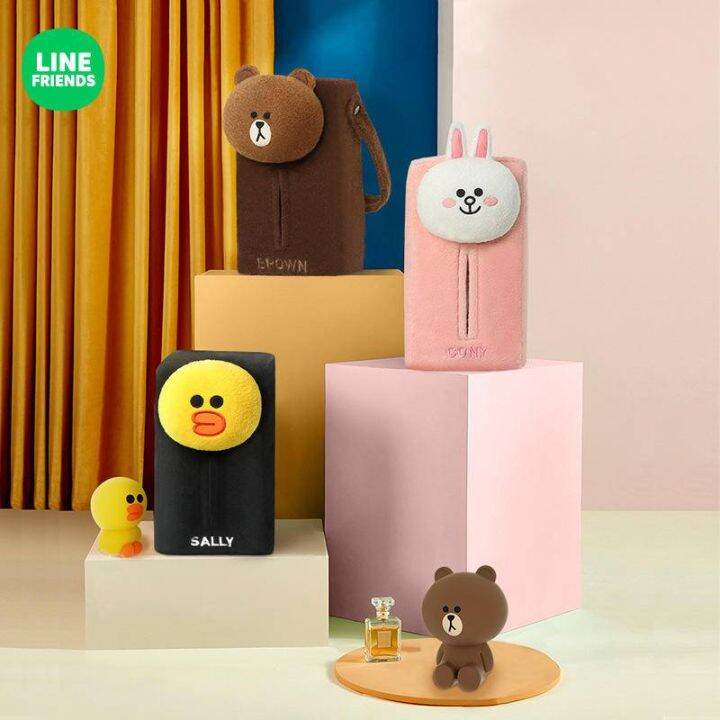 พร้อมส่ง-line-friends-กล่องกระดาษทิชชู่-อเนกประสงค์-สีน้ําตาล-สําหรับแขวนหลังเบาะรถยนต์