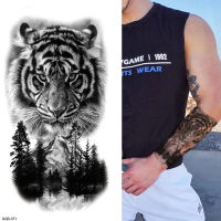 【cw】Black Forest Tattoo Sticker Men Tiger Wolf Death Skull Temporary Tattoos Fake Tattoo for Women Skeleton King Animal BodyTatoo 【hot】