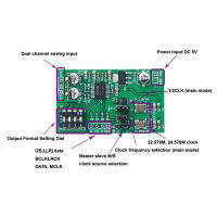 Lusya 24บิต ADC การ์ดเก็บข้อมูล2.0ช่อง AUX อนาล็อกเสียงเพื่อ I2S ซ้ายและขวาชิดดิจิตอลเอาท์พุทโมดูล F11-001