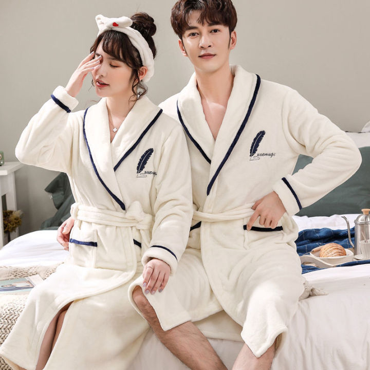New Couple Flannel Pajamas Set Women Men Winter Coral Velvet