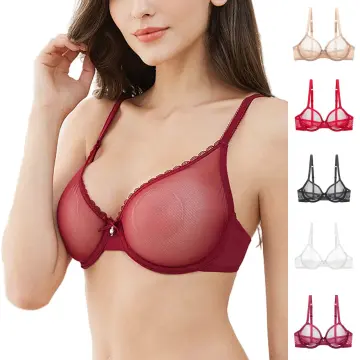 Sexy Women 3/4 Cup Transparent Clear Plastic Bra Strap Gather Push