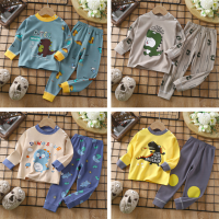 TINGQI Kid Baby Kids Boy Cotton Pyjamas Suit Long Sleeve Shirt + Long Pants Newborn Baby Dinosaur Clothing Set For 0-7 Years Home Casual Wear