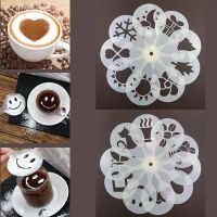 SDT45E 19Pcs แฟนซี Latte วาด Coffeeware แม่แบบลายพิมพ์กาแฟชุดผงตะแกรงลายฉลุกาแฟสเปรย์โฟมแม่พิมพ์