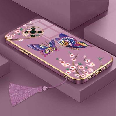 เคสสำหรับ Xiaomi Poco X3 NFC Xiaomi Poco X3 Pro ผีเสื้อที่สวยงามหรูหราพร้อมกล้องดอกไม้เคสโทรศัพท์ขอบชุบฝาครอบซิลิโคนนิ่มพร้อมฟรีสายคล้อง