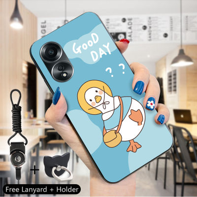 GGK เคสซิลิโคนนิ่มสำหรับ OPPO A58 4G,เคสโทรศัพท์ดีไซน์ลายการ์ตูนเป็ดเด็กผู้หญิงเด็กผู้ชายเด็กผู้หญิงกันกระแทกกรอบด้านหลังโทรศัพท์ป้องกัน TPU แหวนใส่นิ้ว