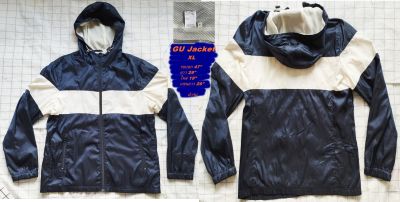 GU แจ็คเก็ตผ้าร่ม เสื้อกัน UV เสื้อกันน้ำ เสื้อกันลม แจ็คเก็ตกีฬา-ทูโทนกรมท่าเข้ม/ครีมไซส์ 47