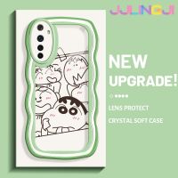 Jjlingji เคสสำหรับ Realme 6 6S Narzo เคสเครยอนชินจังตลกขอบครีมกันกระแทกแบบใสนิ่มเคสมือถือสร้างสรรค์เคสโปร่งใสลายกล้องถ่ายรูปเรียบง่ายอ่อนโยนฝาครอบป้องกัน