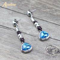 Anslow Fashion Jewelry Retro Rope Handmade Unique Design Heart Crystal Women Drop Earrings For Birthday Valentine LOW0025E