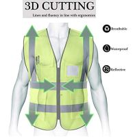 HYCOPROT High Visibility Reflective Safety Vest with Pockets and Zipper Front Neon Yellow Meets ANSI/ISEA Standards