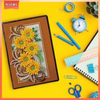 PLLEWY หนังสือ + เรซิ่นเพชร สมุดจดบันทึก5D หลายสี ลายดอกทานตะวัน เพชรโน๊ตบุ๊คชุดเพชรสติ๊กเกอร์หนังหนังสือ สร้างสรรค์และสร้างสรรค์ 7.875.31นิ้วค่ะ A5ปกแข็งธรรมดาเปล่า ออฟฟิศสำหรับทำงาน