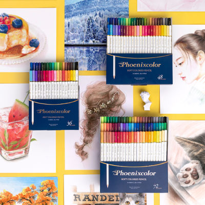 Phoenixcolor 364872Colors Oil Colored Pencil Drawing Pas Set Artist Colouring Pencil Sharpener School Art Supplies