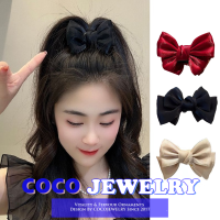 COCOJEWELRY กิ๊บติดผมกิ๊บหนีบผมโบว์ใหม่มีทบอลระดับไฮเอนด์ผ้าหัวหลังของผู้หญิงอารมณ์กิ๊ฟหางม้าสูง