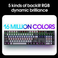 Hot Sale PK200 RGB gaming keyboard mechanical 5 เฉดสี จัดส่งภายใน 24 ชั่วโมง แป้นพิมพ์เกมมิ่ง 104keys (Blue/Red Switch)