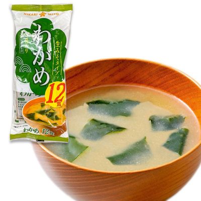 ฮิคาริ ซุปมิโซะผสมสาหร่ายวากาเมะ (สำหรับ 12 ที่) ขนาด 216 กรัม (18 กรัม x 12 ชิ้น) - Hikari Miso Soup Wakame GREENHOME ส่งทุกวัน