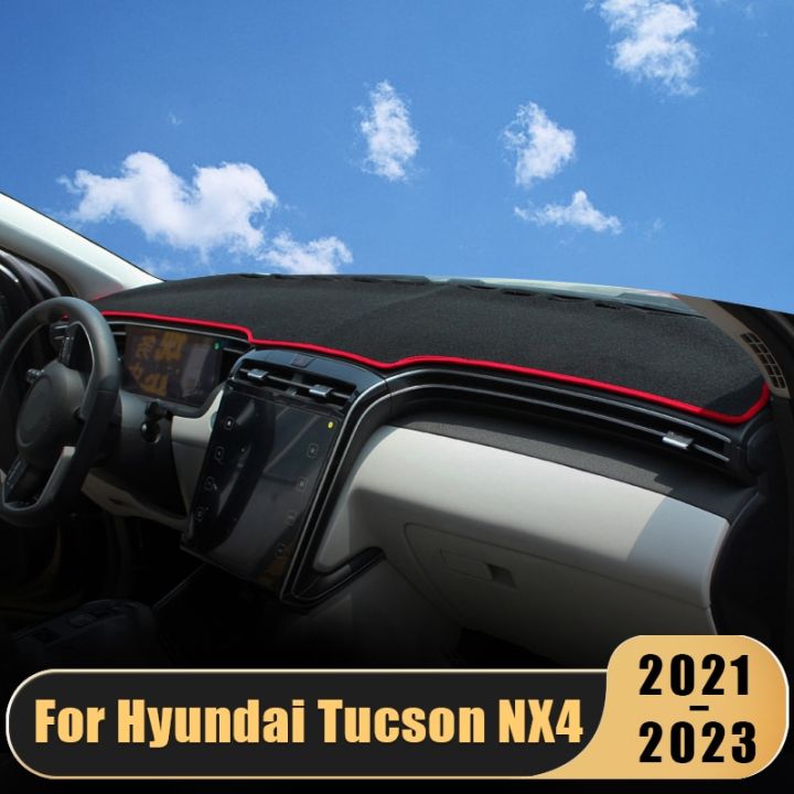แผ่นปูแผงหน้าปัดรถยนต์สำหรับ-hyundai-tucson-nx4-2021-2022-2023แผงหน้าปัดแผ่นม่านบังแดดพรมป้องกันรังสียูวีอุปกรณ์ตกแต่งภายใน