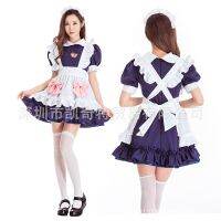 [COD] 2019 new blue open chest cat maid outfit cute lolita tutu empty 1play costume