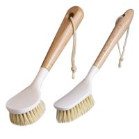 【YF】 Natural Bamboo Handle Cleaning Brush Sisal Bristles Scrub for Dish Cast Iron Skillet Pots Pans Pot Kitchen