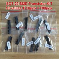 100 ชิ้น SOT-23 SMD ทรานซิสเตอร์ชุด 10 ชนิด x 10 ชิ้น = 100 ชิ้น S9013 (J3) S9014 (J4/L6) S9015 (M6) S9018 (J8) MMBT3904 (1AM) MMBT3906 (2A) SS8050 (Y1) SS8550 (Y2) 2N5551 (G1) 2SC1815 (HF)