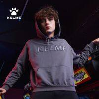 KELME Kelme เสื้อสเวตเตอร์มีฮู้ดสำหรับผู้ชายและผู้หญิง,เสื้อสเวตเตอร์ลำลองทรงหลวมฤดูใบไม้ร่วงและฤดูหนาวกลางเสื้อจดหมาย