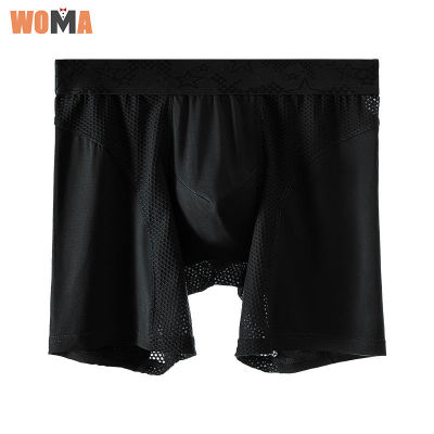 WOMA  กางเกงบ็อกเซอร์ขายาวสำหรับผู้ชายกางเกงขาสั้นสี่มุมชุดชั้นในกีฬาแบบยืด