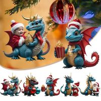 Cartoon 2d Acrylic Christmas Dragon Ornament Acrylic Double Print Christmas Pendant 1pc Navidad 2023 Christmas Tree Pendants Christmas Ornaments