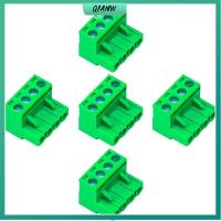 QIANW 5 Pcs ระยะพิทช์5.08มม. ตัวเชื่อมต่อประเภทฟีนิกซ์ ที่ยึด PCB 4พิน สกรู PCB สกรู ตัวผู้และตัวเมีย สีเขียวอ่อน ขั้วต่อเทอร์มินัล อุปกรณ์อิเล็กทรอนิกส์อิเล็กทรอนิกส์