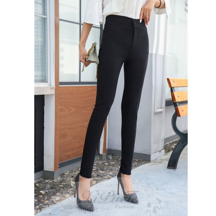 skinny-pants-ส่งไว-กางเกงสกินนี่ใส่ทํางาน-แบบมีชิป-ผ้ายืดได้-กางเกงสกินนี่สีดำทรงสวย-สินค้าพร้อมส่ง-รุ่น02