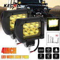 KECHc ฝาครอบสปอตไลท์ไฟบาร์ Led 4นิ้ว2ชิ้น3000K 18000lm ไฟขับขี่ไฟตัดหมอกสำหรับรถบรรทุก4wd Suv