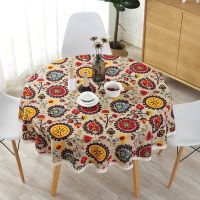 Corinada Bohemian national wind round lace tablecloth Cotton Printed Hotel Decorative Table Cloth sunflower decor table covers