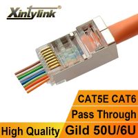 ♙☏ xintylink rj45 cat6 connector SFTP FTP STP ethernet cable plug cat5e cat5 rg rj 45 network cat 6 metal shielded jack lan 50U/6U