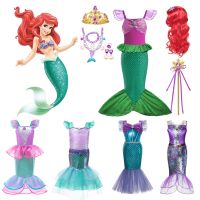 Disney Mermaid Ariel Princess Girl Dress for Kids Girl Cosplay Mermaid Costume Sets Children Birthday Party Halloween Clothing