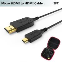 FOINNEX แบบบางพิเศษที่ยืดหยุ่น Micro HDMI 2FT ไปยังสาย HDMI สำหรับ Gimble โกโปร Hero 7สีดำ Kamera Canon โคลงการรับรอง CE