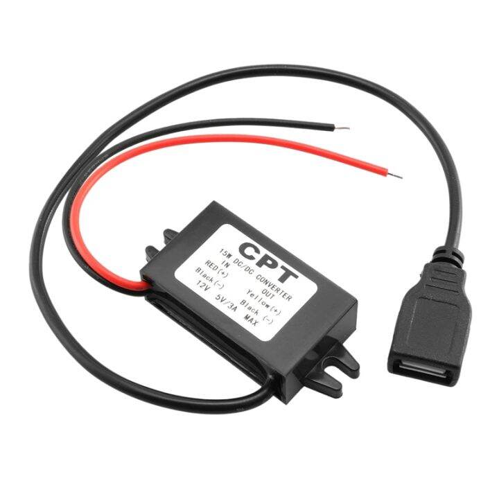 Car Power Converter DC 12V to 5V 3A Voltage Converter with Single USB
